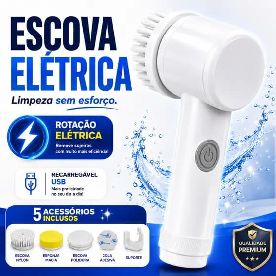 Escova Elétrica de Limpeza Recarregável USB Giratória Multifuncional 5 Acessórios |FEN8366| Promoção