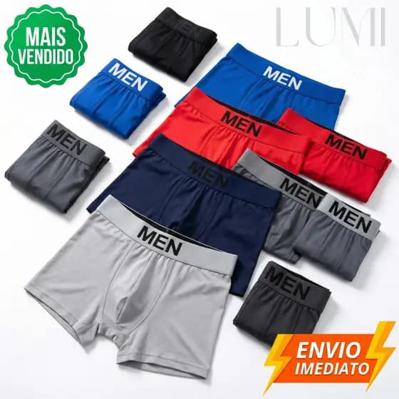 12/10/8/3 Cuecas Boxer Masculina Tecido Microfibra E Elastano Premium Adulto