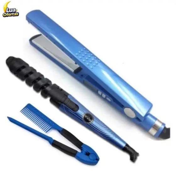 Kit 3 em 1- Prancha Chapinha Íon Titânio Iônica Profissional 450f Prancha de Cabelo 110/220v
