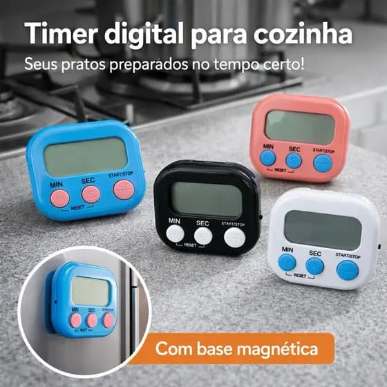 Mini Timer Temporizador de Cozinha com Ímã de Geladeira Números Grandes Temporizador de Movimento