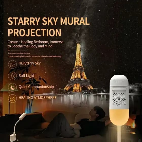 TechVibe LP005 3 Em 1 Starry Sky Star Projetor Luz Noturna Lâmpada Mural E De Cabeceira Slides DIY Com Escurecimento Con