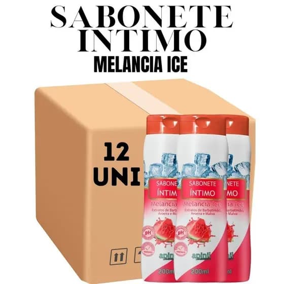 Kit 12 Unidades Sabonete Feminino Apinil 200ml Melancia Ice (Campanha)