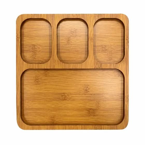 Tábua Petisqueira MDF 30x30 com 4 Divisórias Bandeja para Frios Petiscos Servir Mesa