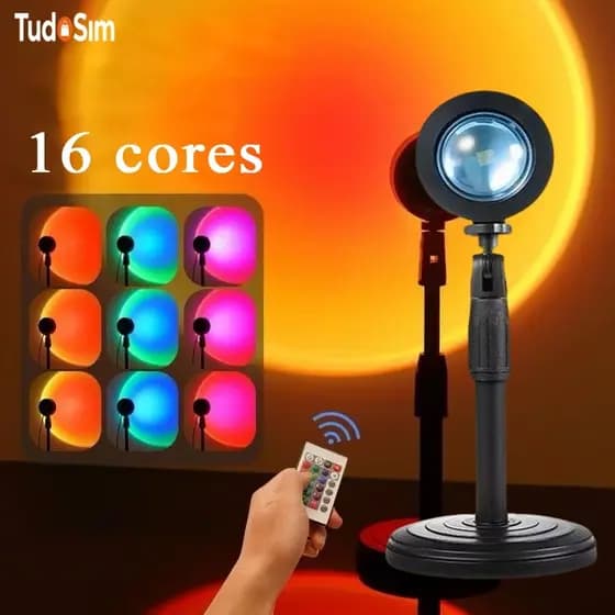 Pôr Do Sol Lâmpada USB 16 Cores Luz Noturna Ajustáveis Led Projetor com Controle Remoto