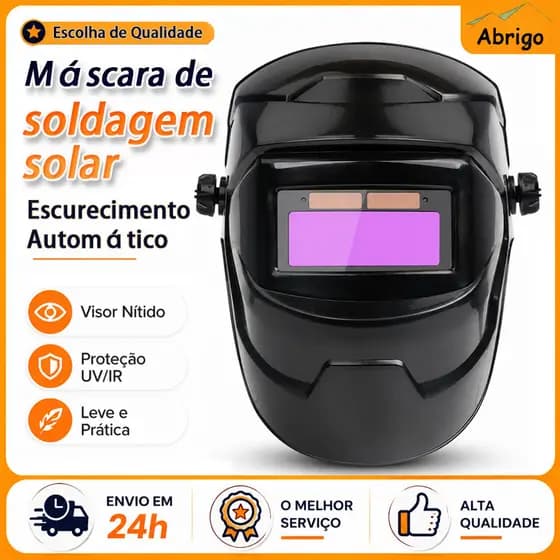 Máscara de Soldagem Automática com Escurecimento Solar e Proteção UV Ajustável em 180°