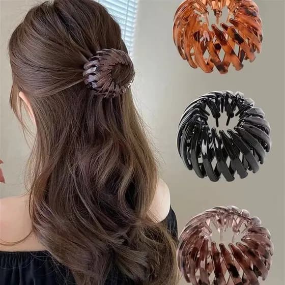 Prendedores para Cabelo Feminino Acrílico Bun Clipe Rabo De Cavalo Formato Ninho De Pássaro
