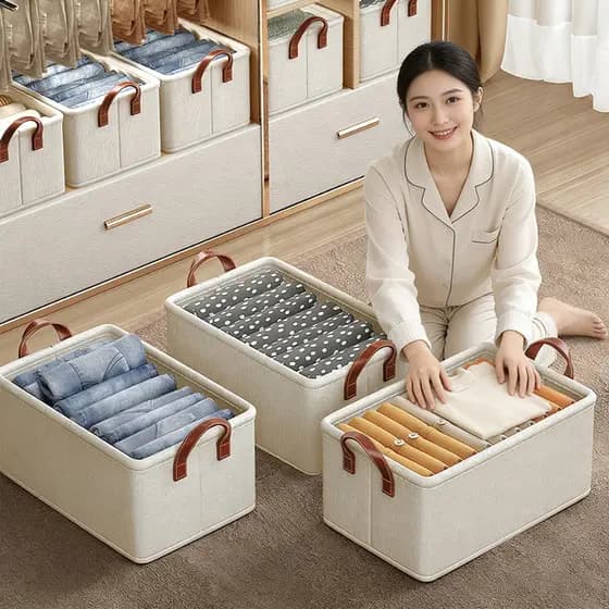 Conjunto de 2/4 Caixas Organizadoras com Gaveta Cesta de Armazenamento para Roupas