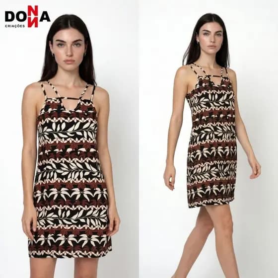 Vestido Curto Feminino em Linha Leve com Alça Dupla