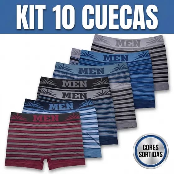 Kit Cuecas Boxer Masculina Adulto