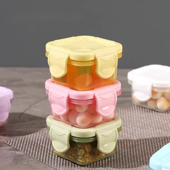 Kit c/8 Mini Potes para Congelar Papinha c/ Tampa Hermética Porta Leita em pó Frutas para Bebe adultos-60ml4