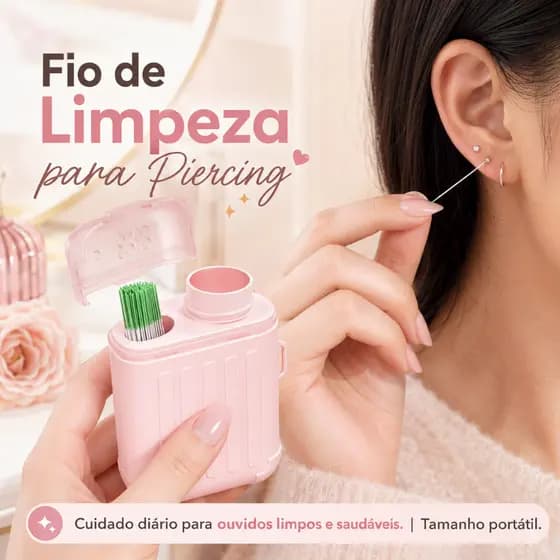 Linha de limpeza de Piercing de orelha - cuidados com os ouvidos pequenos e portáteis