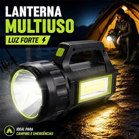 Lanterna Holofote Solar Pro Led Super Potente Recarregável com USB Luz Fria e Quente