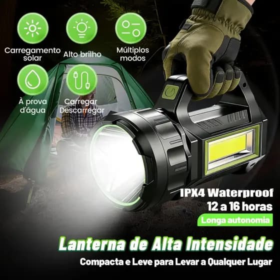 Rechargeable LED Flashlight 150000LM Solar USB 30W 20000mAh Long Range IPX4 7 lighting modes