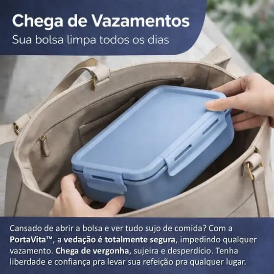 Marmita Hermética com Divisória 900ml Pote Anti Vazamento BPA Free Fitness Prática