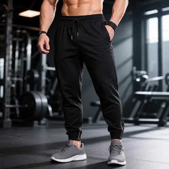 Calça Tactel Masculina Jogger com Elastano Cordão Ajustável e Zíper no Punho