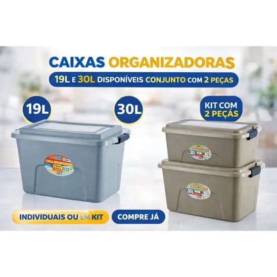 Caixa Organizadora com Trava 19L e 30L