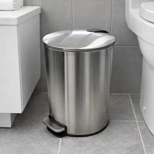 Lixeira Aço Inox 5 Litros Slim Redonda Tampa Pedal Lixo Limpeza Organiza Banheiro Cozinha Escritorio