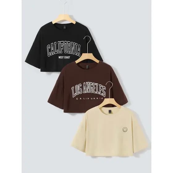 Cropped Feminina Cores Terra California Los Angeles Estilo de Rua Academia over confortavel