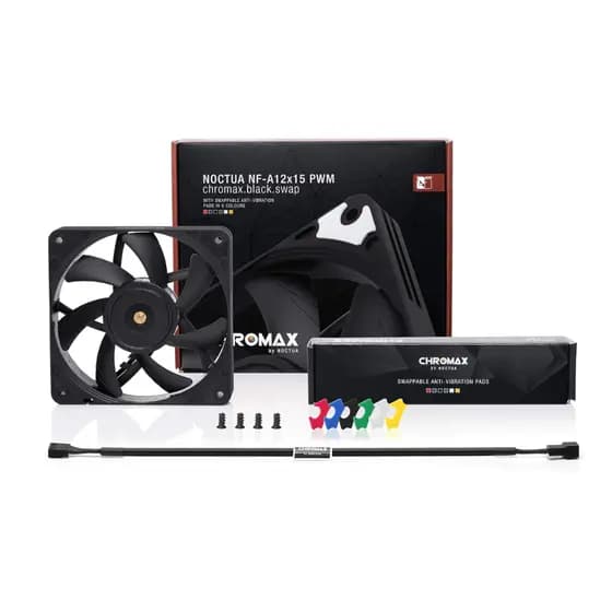 Ventoinha Cooler Fan 12cm Noctua NF-A12x15 PWM 120mm Chromax.black.swap Ultra Silencioso Premium