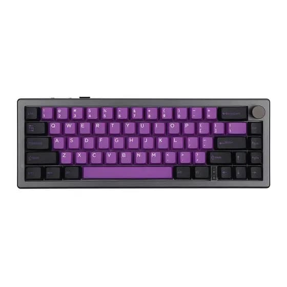 Teclado Epomaker EK68 Black Purple Mecânico Switch Wisteria Linear RGB Hot Swap Compacto Gamer Setup Premium