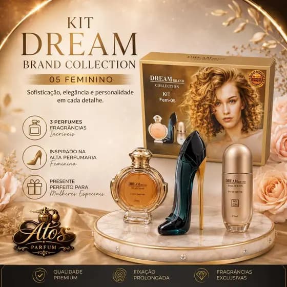 ✨ Kit 3 Perfumes Femininos Dream Brand Collection Nº 05 – Miniaturas 25ml ✨