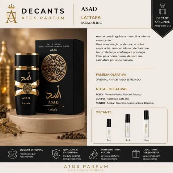 Perfume Asad Lattafa Eau de Parfum Original - Envio Imediato