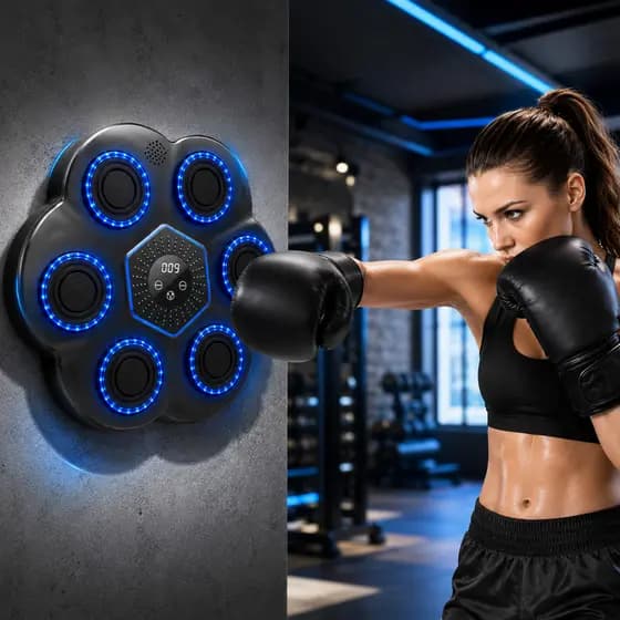 Máquina Inteligente de Boxe Bluetooth com LED e Música Painel de Soco Treino Fitness Anti Stress