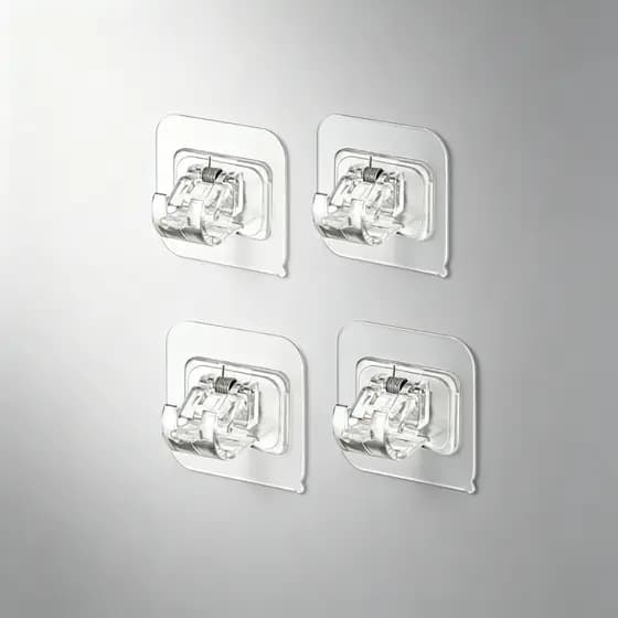 Gancho Adesivo Para Varão De Cortina Kit Completo Sem Furar Parede Forte Resistente Multiuso
