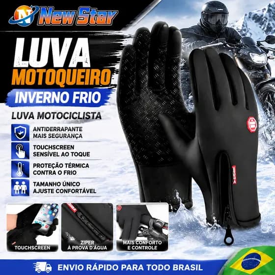 New Star Luva Motoqueiro Inverno Frio Luva Motociclista Antiderrapante Tamanho Único TouchScreen Sports