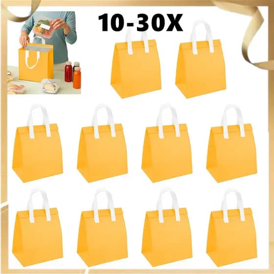 Saco térmico para viagem para restaurante, 10-30 PCS, bolsa térmica para bebidas, amarela, bolsa térmica de piquenique