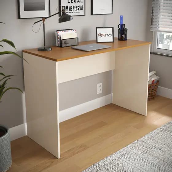 Escrivaninha Home Office 110cm Com Tampo Reforçado de Madeira