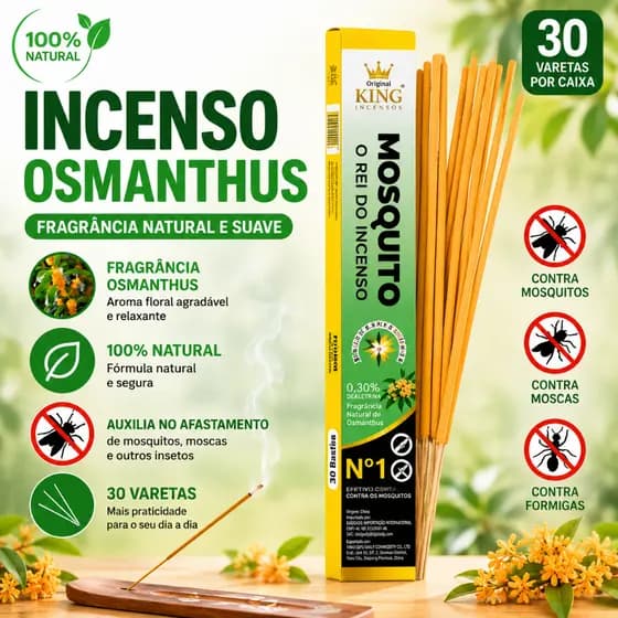 Incenso Repelente Mosquito Osmanthus 30 Bastões Aromático Para Casa