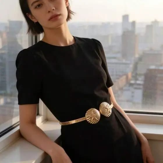 CLZ modas Cinto de metal Para Vestidos Elástico elegante com decoração