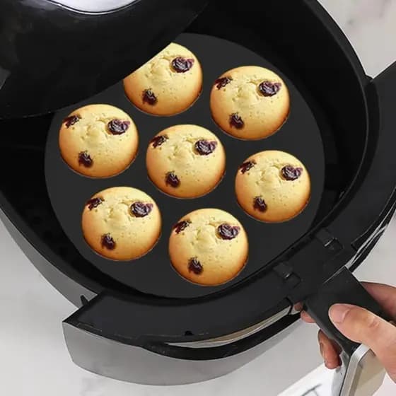 Forma Cupcake Air Fryer 7 Cavidades Silicone Assar Doces Reutilizável