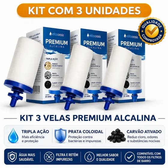 Kit 3 Velas Para Filtro de Barro Tripla Ação Premium Alcalina Universal - ENVIO IMEDIATO
