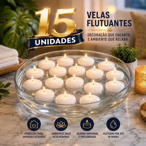 15 Velas Flutuantes Premium Decoração Elegante para Casamento, Aniversário e Eventos Especiais