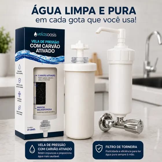 Vela para Filtro de Pressão Torneira Parede com Carvão Ativado Oasis - ENVIO IMEDIATO