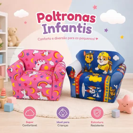 Poltrona Infantil Super Macia Conforto Premier Produto Diferente Acabamento Fino Sofá Infantil