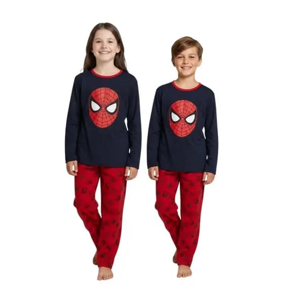 Pijama Infantil Unissex Longo em Malha PV Personagens – Sonic, Homem-Aranha, Mickey, Tom & Jerry e Mais