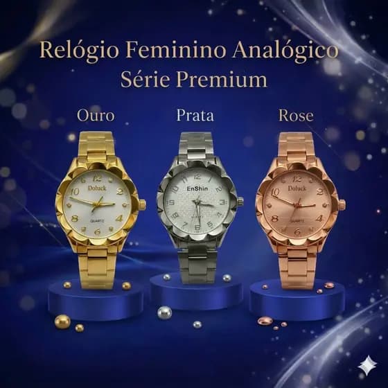 Relógio Feminino Doluck Aço Inoxidável Quartzo Elegante Casual Resistente 36mm