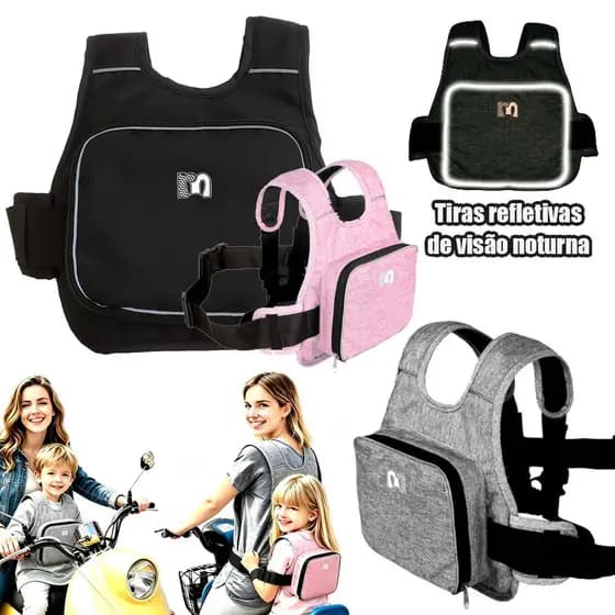 Colete De Cinto De Segurança Infantil Ajustável Universal Para Motol,Bicicleta Com Fita Refletiva Noturna