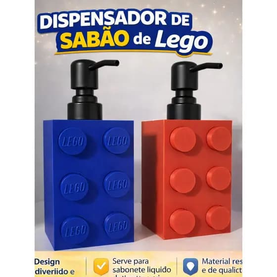 Dispensador de Sabão Lego Porta Sabonete Líquido Criativo Banheiro Cozinha Decoração Divertida Resistente
