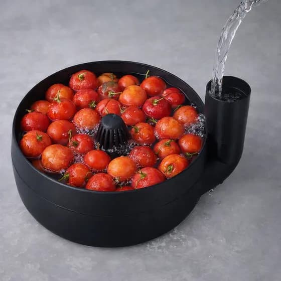 Lavador de Frutas e Legumes com Saída de Água | Escorredor Circular Premium escorredor de frutas ,lavagem pia