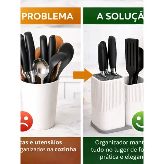 Organizador de Facas e Utensílios Porta Facas Porta Colheres Cozinha Suporte Multiuso Bancada Moderna