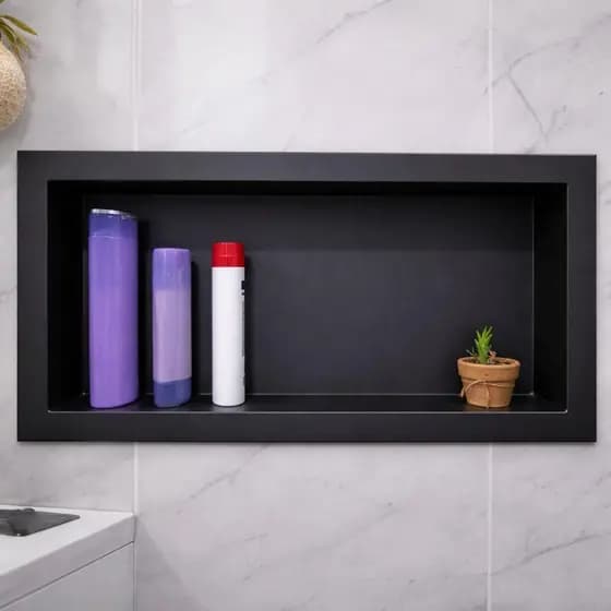 Nicho Embutir Banheiro e Cozinha Organizador de Itens Preto Brilhante Armário Banheiro Organize Com Estilo!