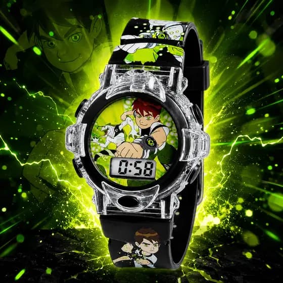 Relógio Ben 10 Infantil Musical Digital Menino Omnitrix Cartoon Network Pulseira Silicone Aniversário Top