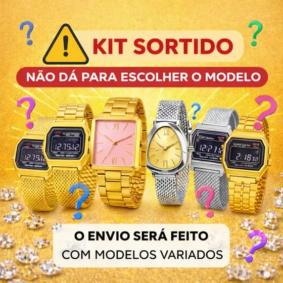 Kit 10/5/3 Relógios Femininos Dourado e Prata Analógico Digital Vintage