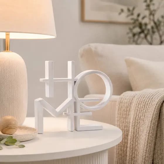 Escultura Decorativa HOME 13cm Moderna Minimalista para Sala Quarto Escritório