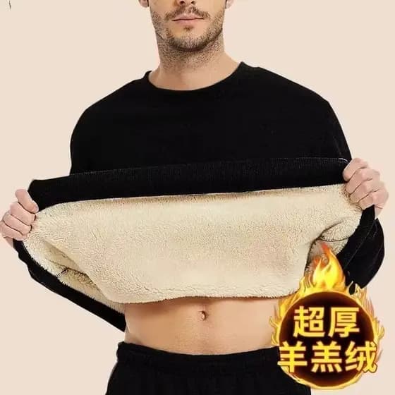 Cordeiro velo pesado forro de lã engrossado quente em torno do pescoço moletom masculino outono inverno trabalho Wear so