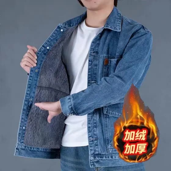 Outono inverno forro de lã engrossado Denim jaqueta masculina Street wear jaqueta de trabalho exterior proteção do traba